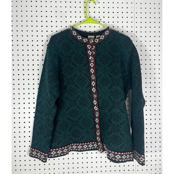 L.L Bean Fair Isle cardigan sweater - Picture 1 of 7